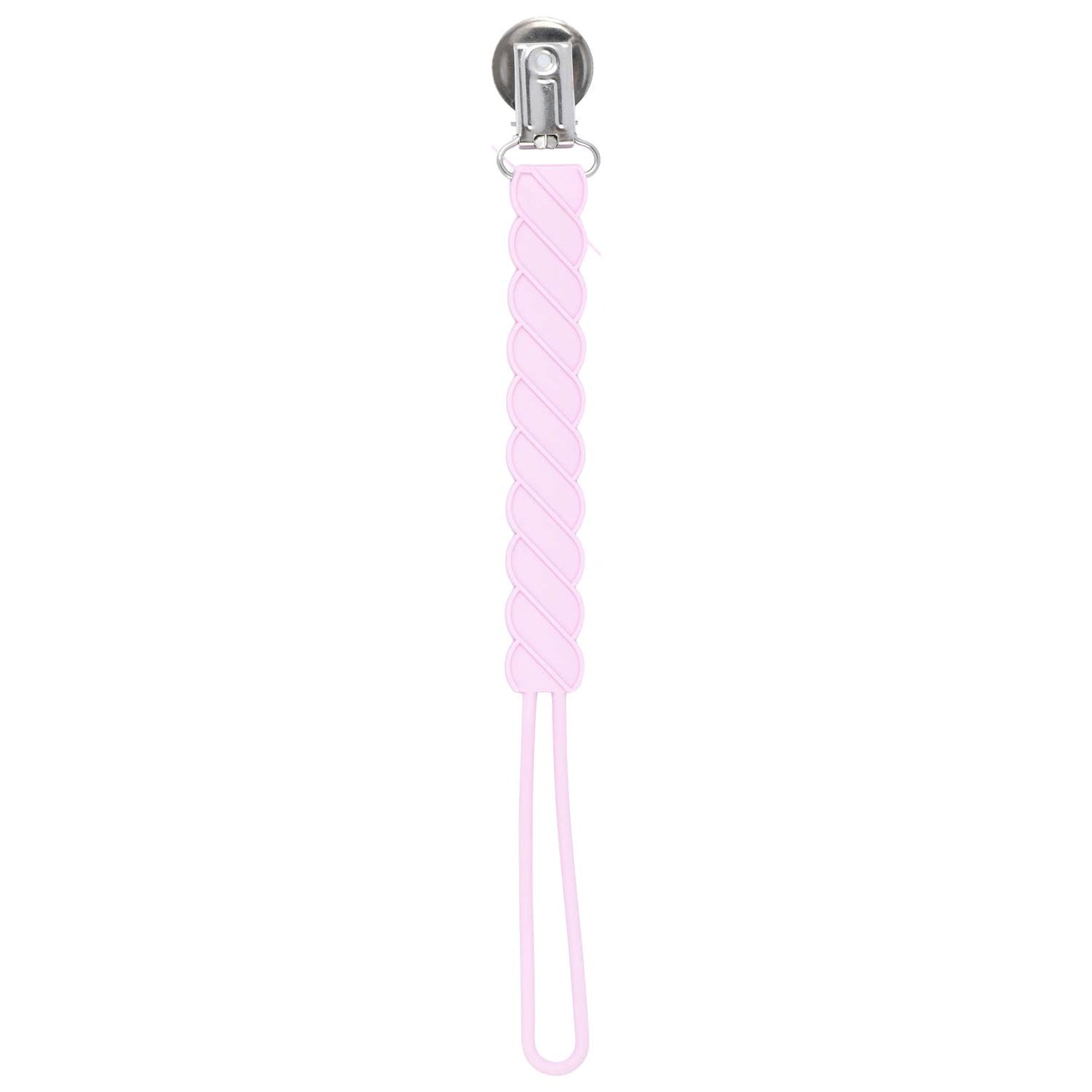 Twist Pink All Silicone Modern Pacifier Clip