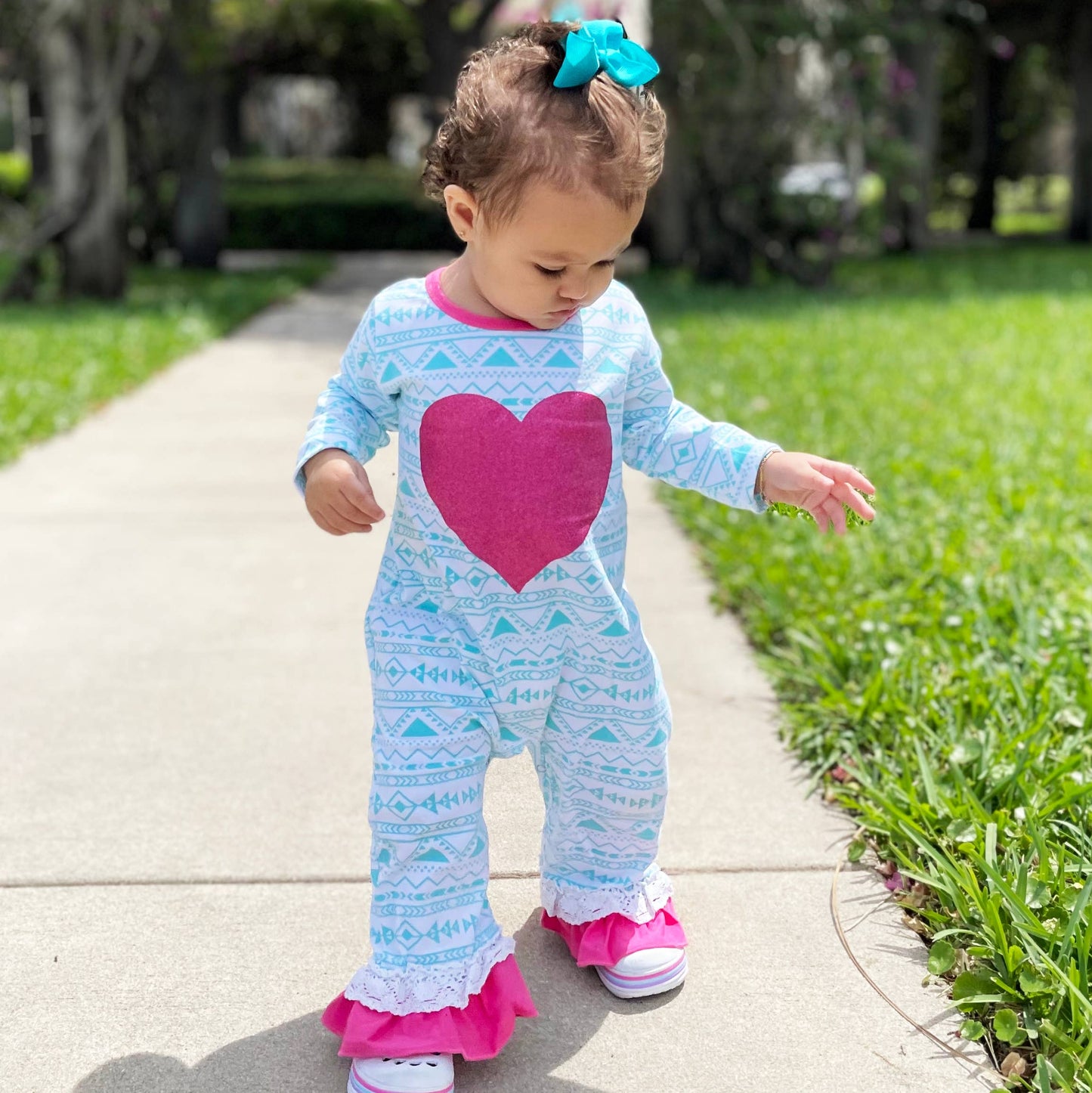 Valentine's Day Pink Heart Romper