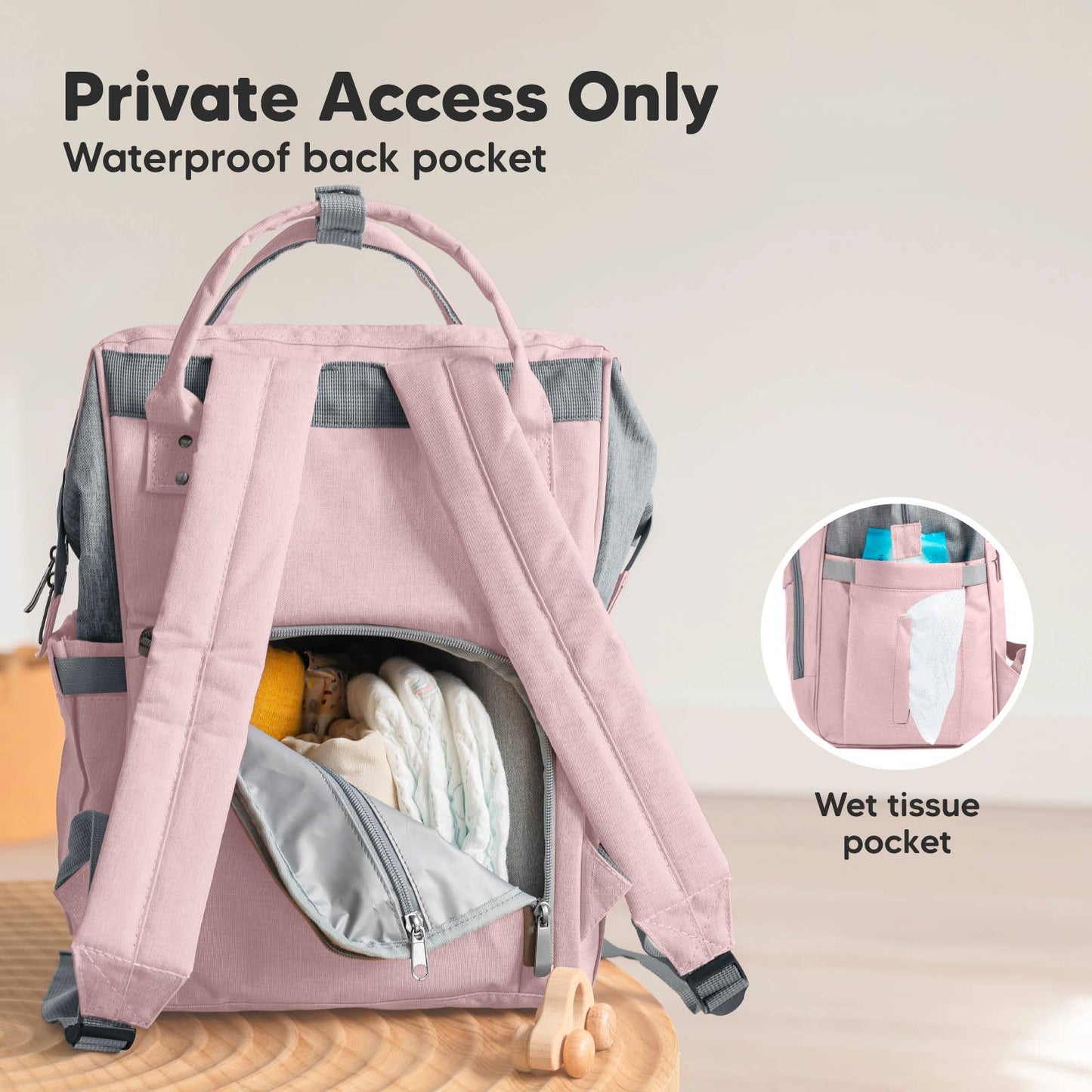 Pink & Grey Diaper Bag Backpack