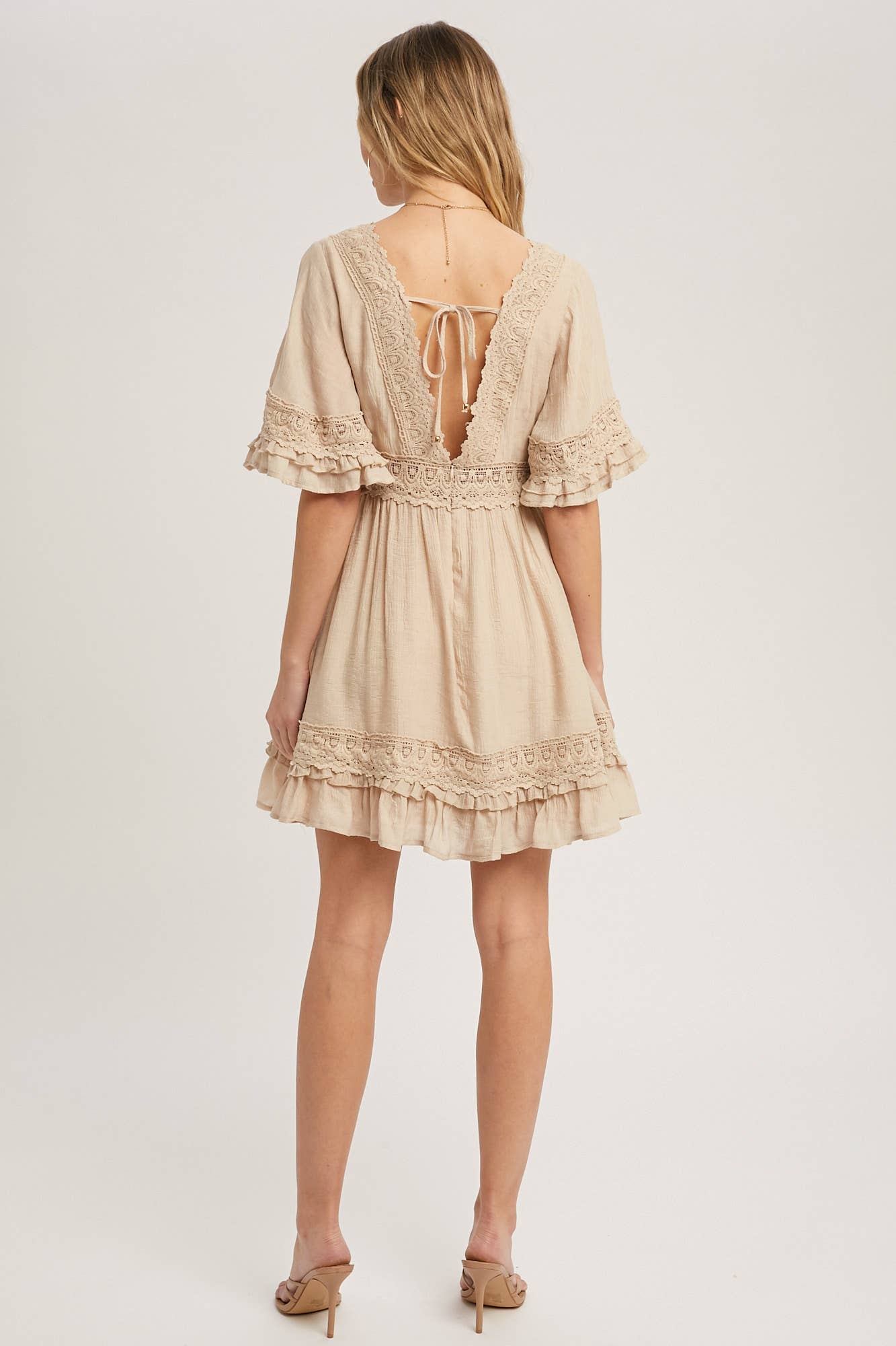 ***SALE*** VNeck Ruffle & Lace Hem Dress