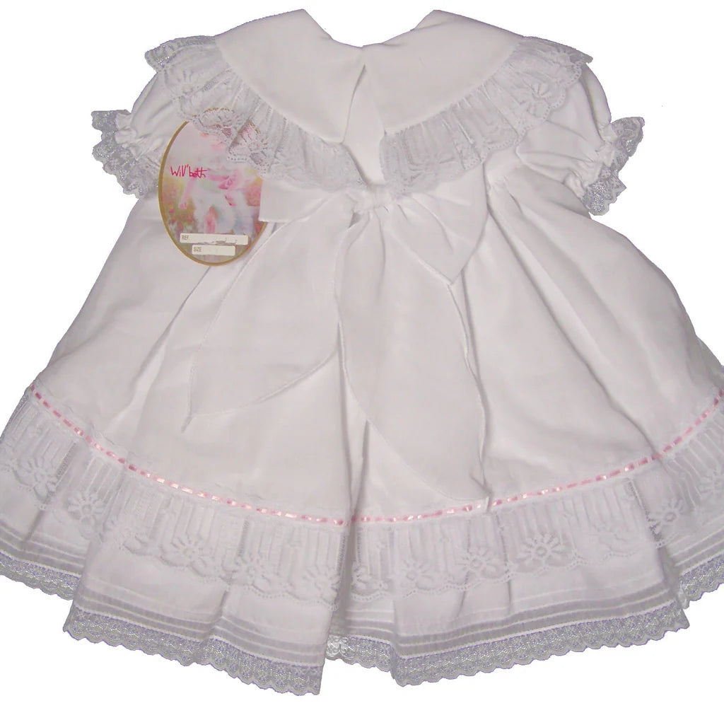 White Fancy Lace Heirloom Vintage Dress 3pc Set