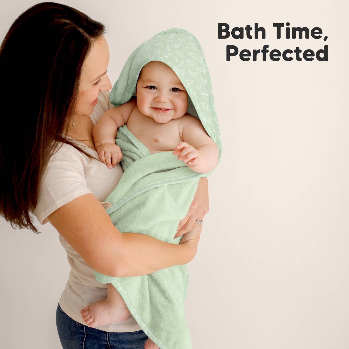 Green Dinos KB Luxe Baby Hooded Towel