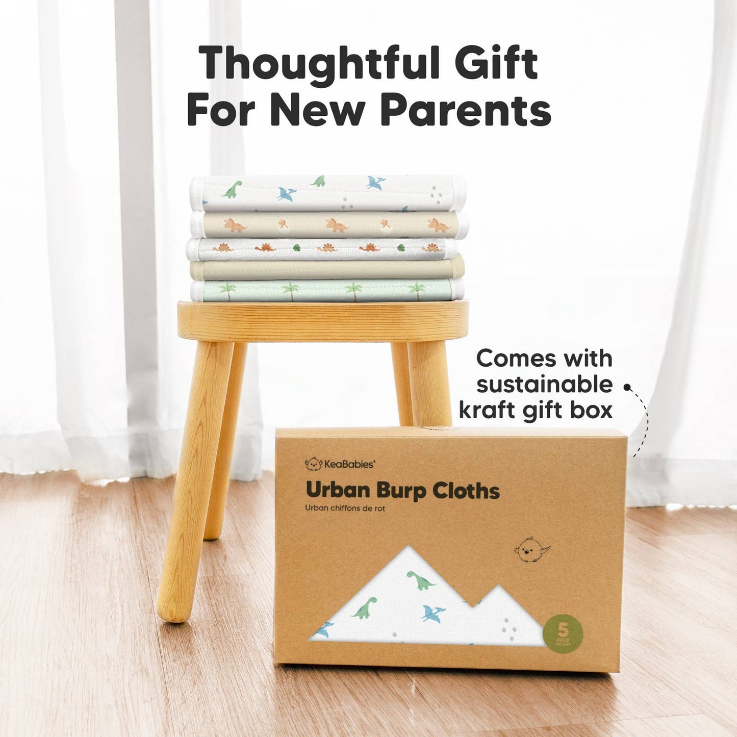 Roarsome 5-Pack Urban Burp Cloths