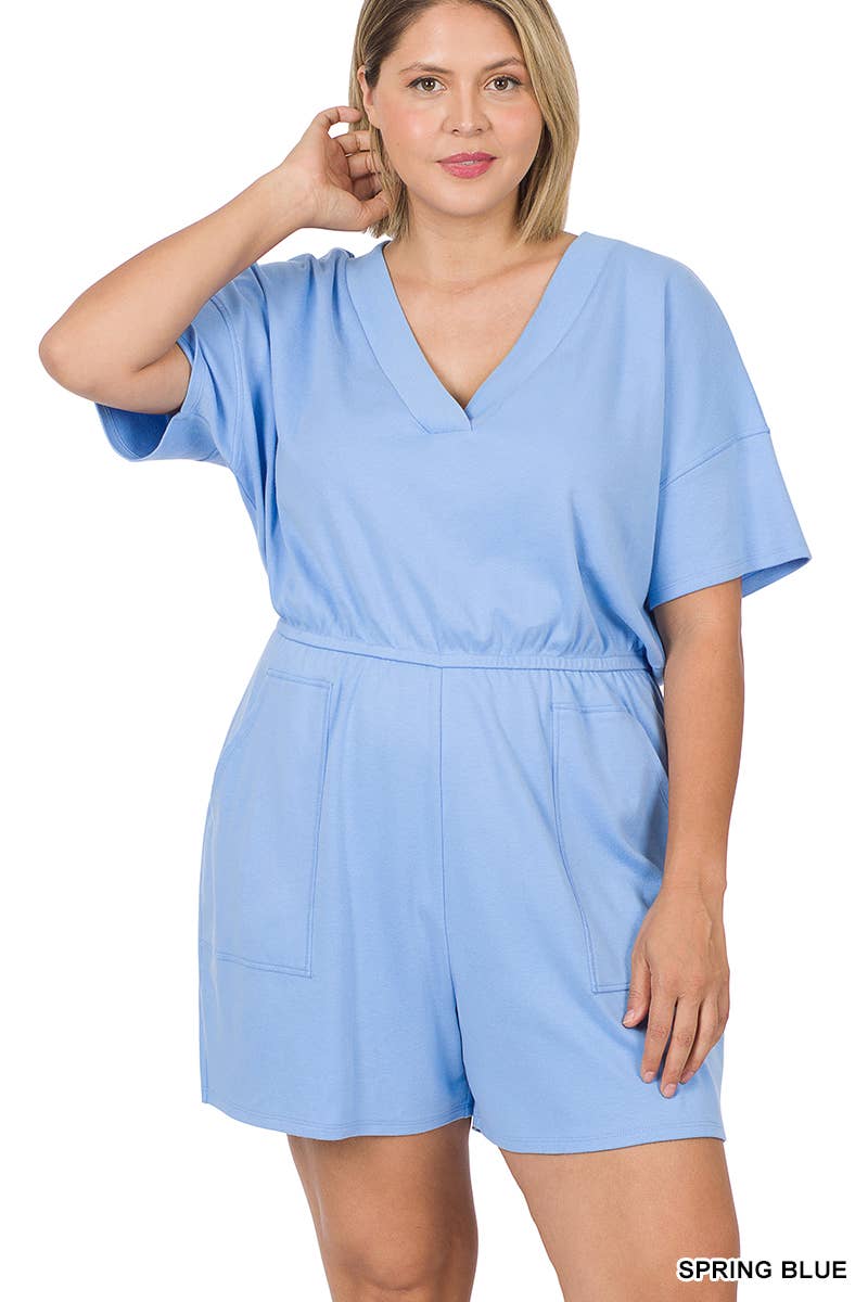 ***SALE*** Black V Neck Romper With Pockets