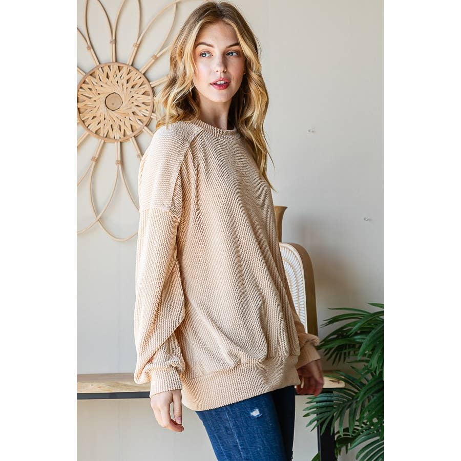 Nude Corded Oversized LS Loose Fit