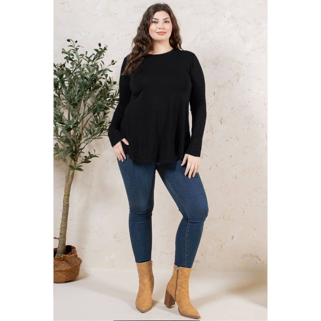 Plus Size Crew Neck Long Sleeve Top