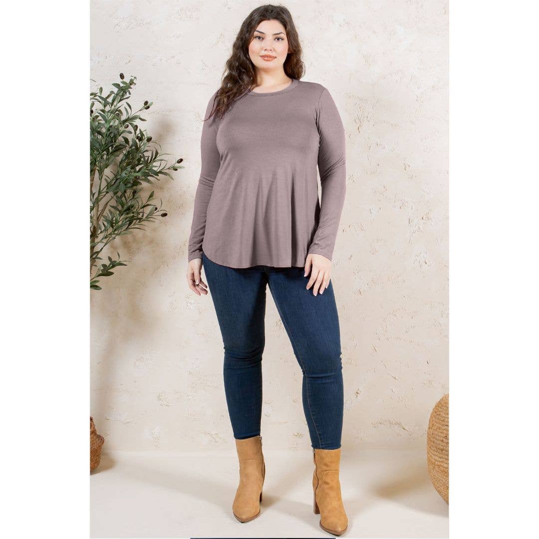 Plus Size Crew Neck Long Sleeve Top