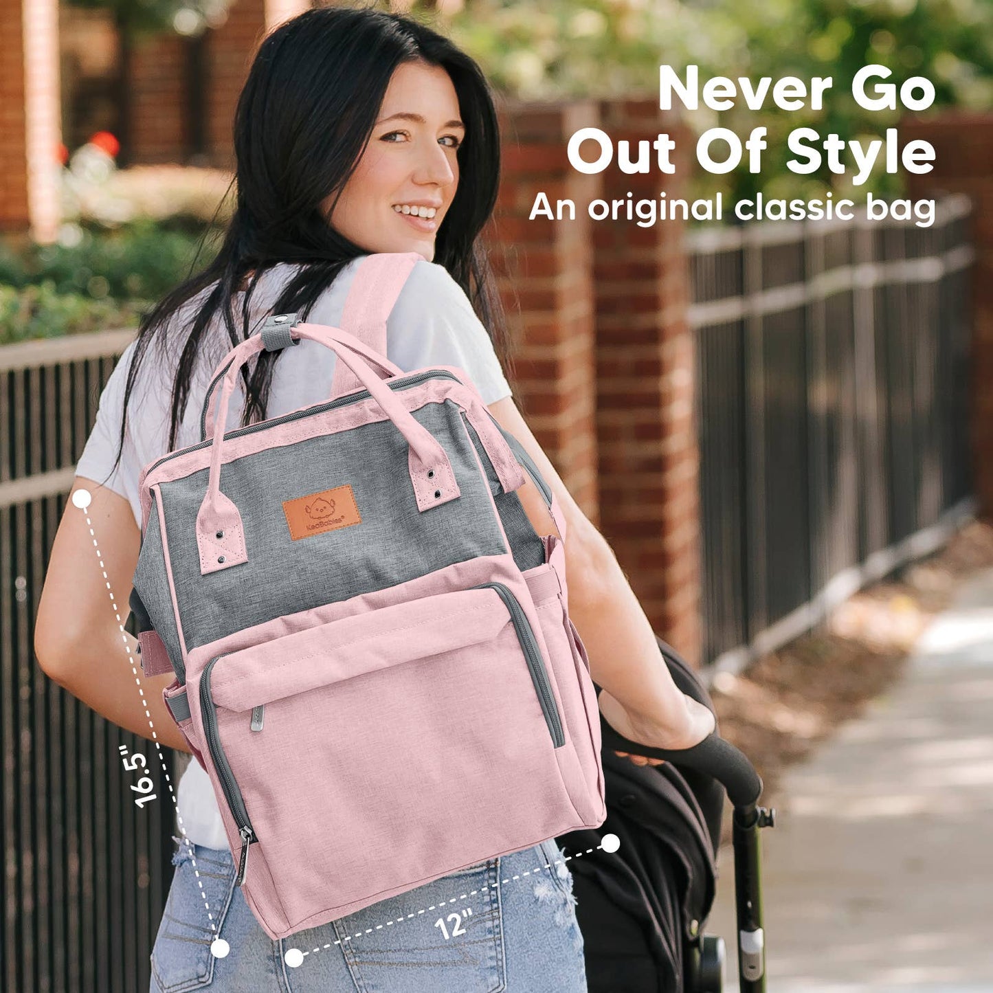 Pink & Grey Diaper Bag Backpack