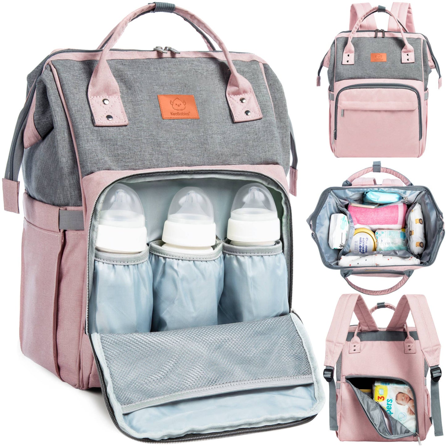Pink & Grey Diaper Bag Backpack