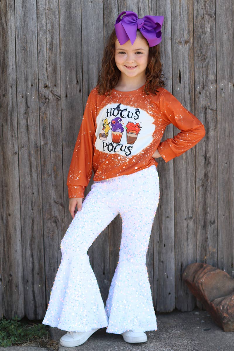 Girls Snow White Sequins Bell Bottoms