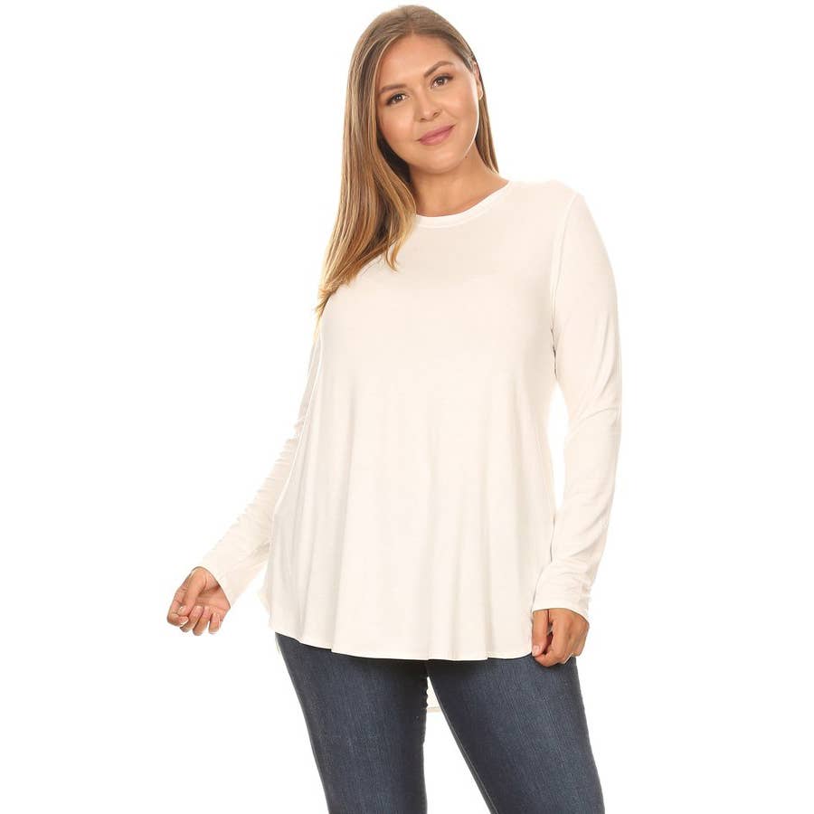 Plus Size Crew Neck Long Sleeve Top