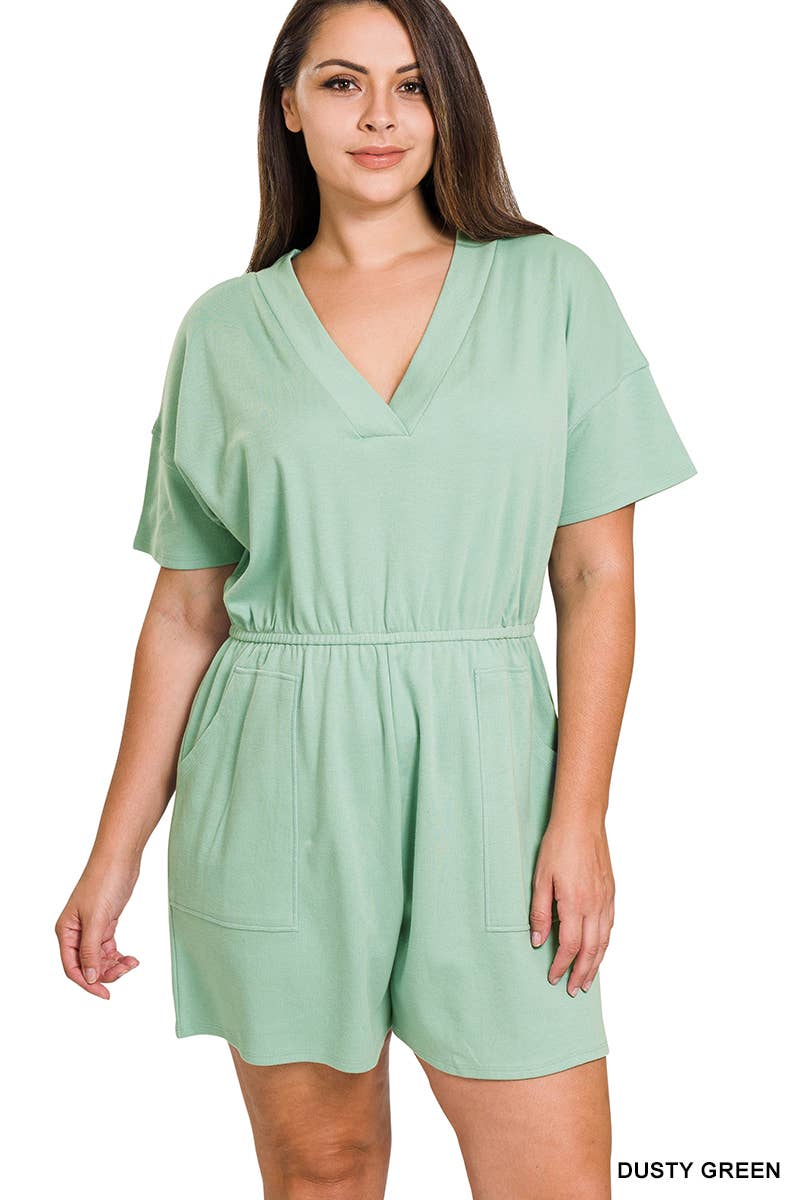 ***SALE*** Black V Neck Romper With Pockets