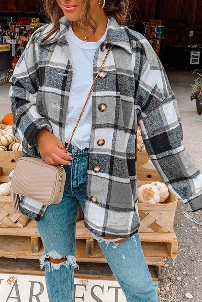 Plaid Shirts Flannel Shacket Jacket Women