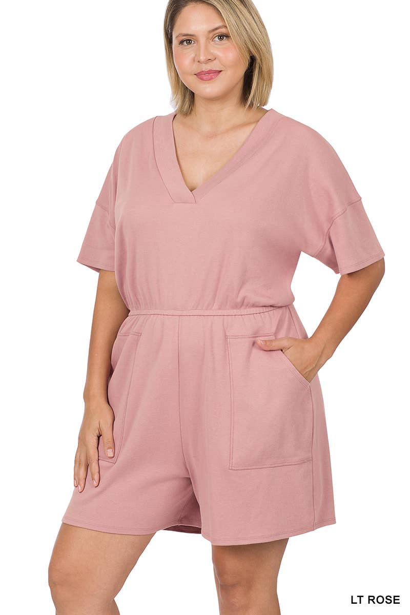 ***SALE*** Black V Neck Romper With Pockets