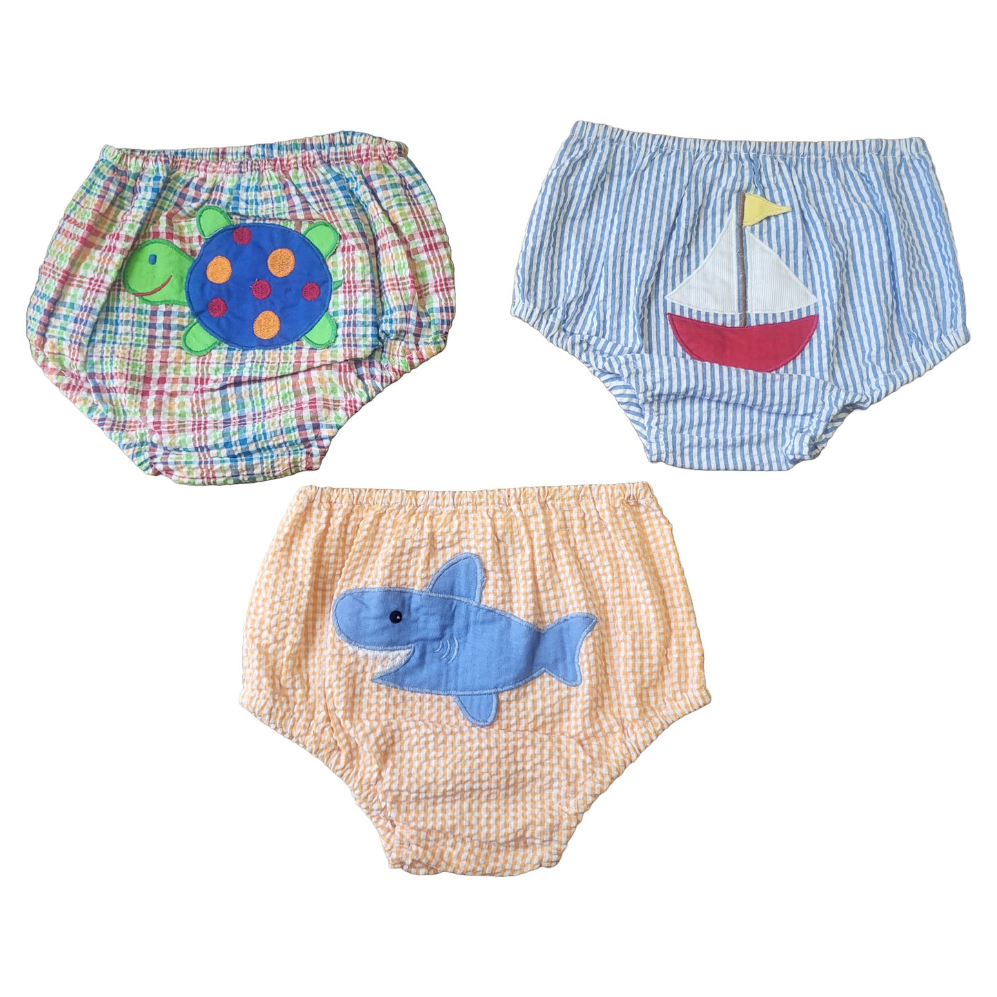 3 Piece Diaper Cover Set - Turtle, Shark & Sailboat