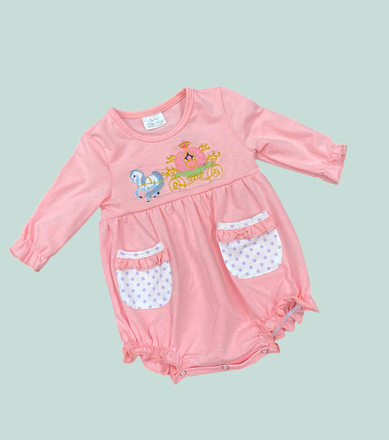 Pink Horse & Pumpkin Carriage Embroidered Bubble