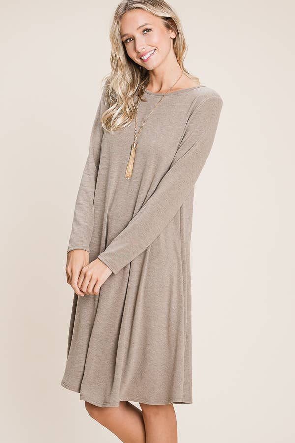 ***SALE*** Taupe Solid Knit Dress