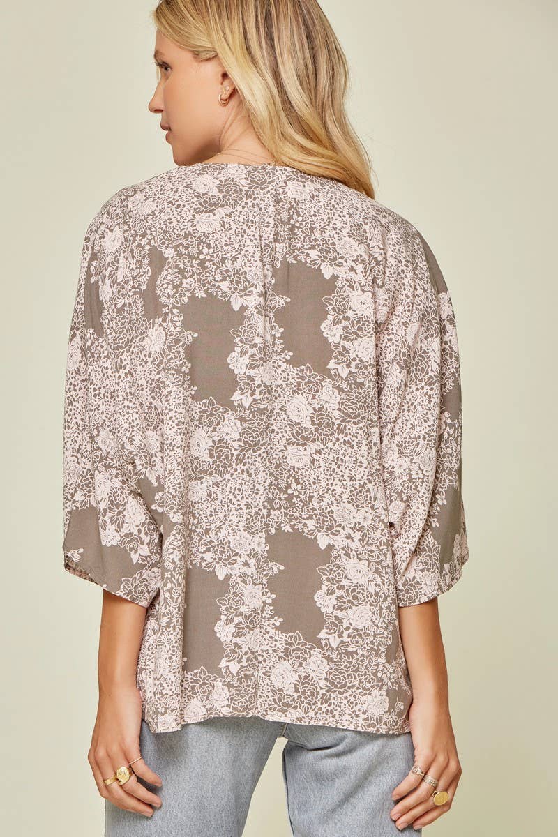 ***SALE*** V Neck Print Woven Top