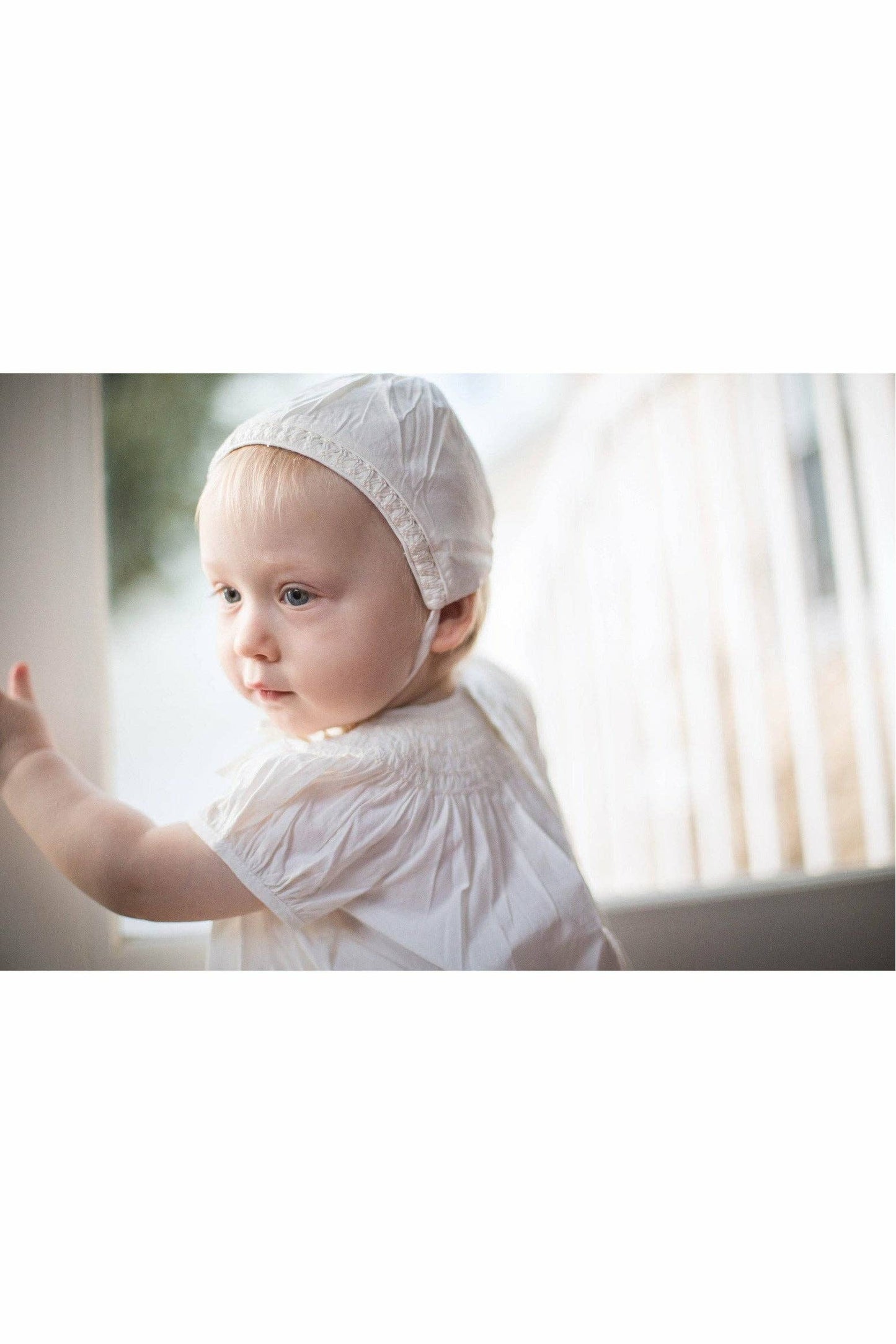 Baby Girls Classic Bishop Dress & Bonnet - Cream