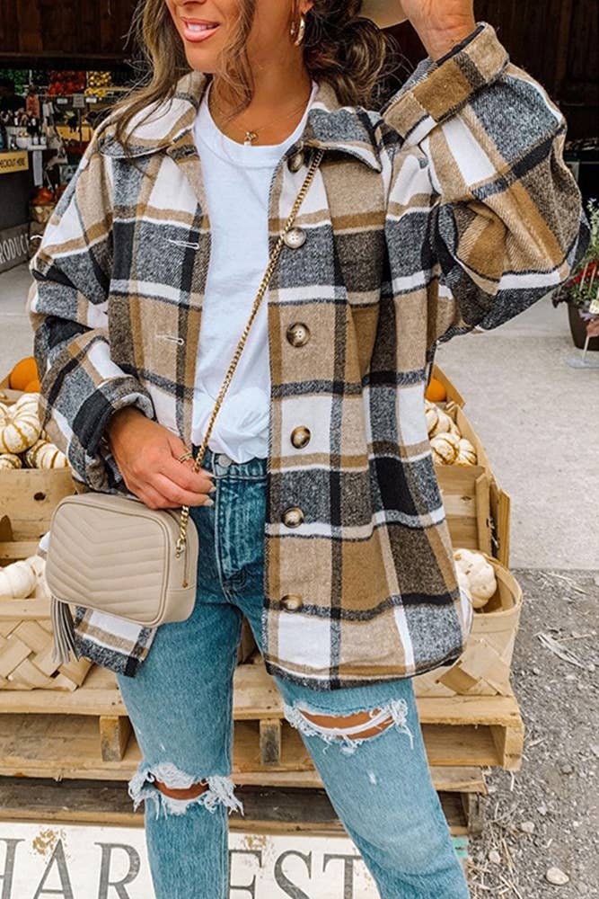 Plaid Shirts Flannel Shacket Jacket Women