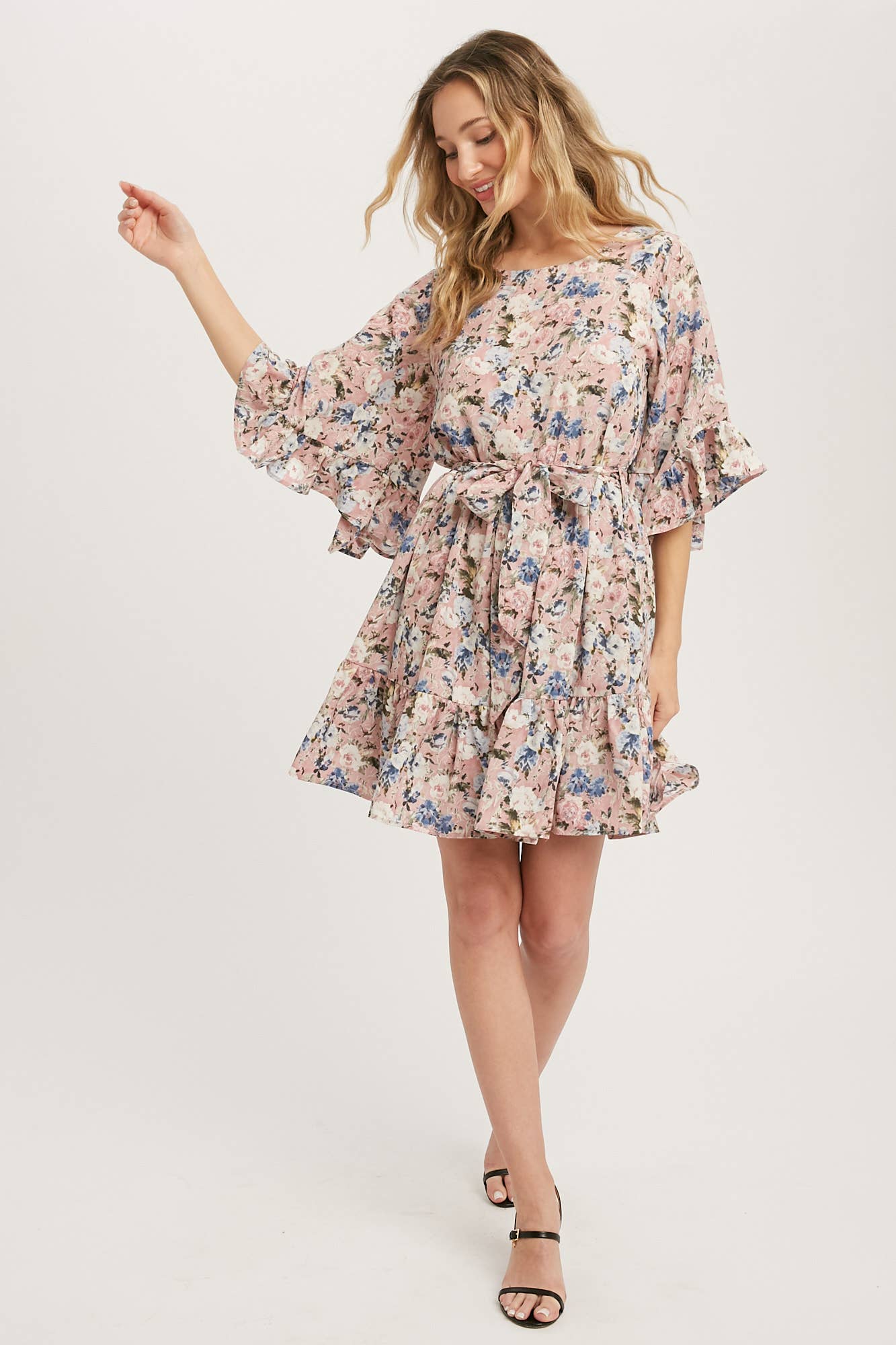 ***SALE*** Floral Print Angel Sleeve Dress