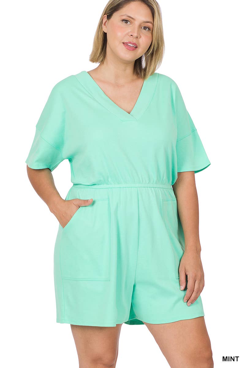 ***SALE*** Black V Neck Romper With Pockets