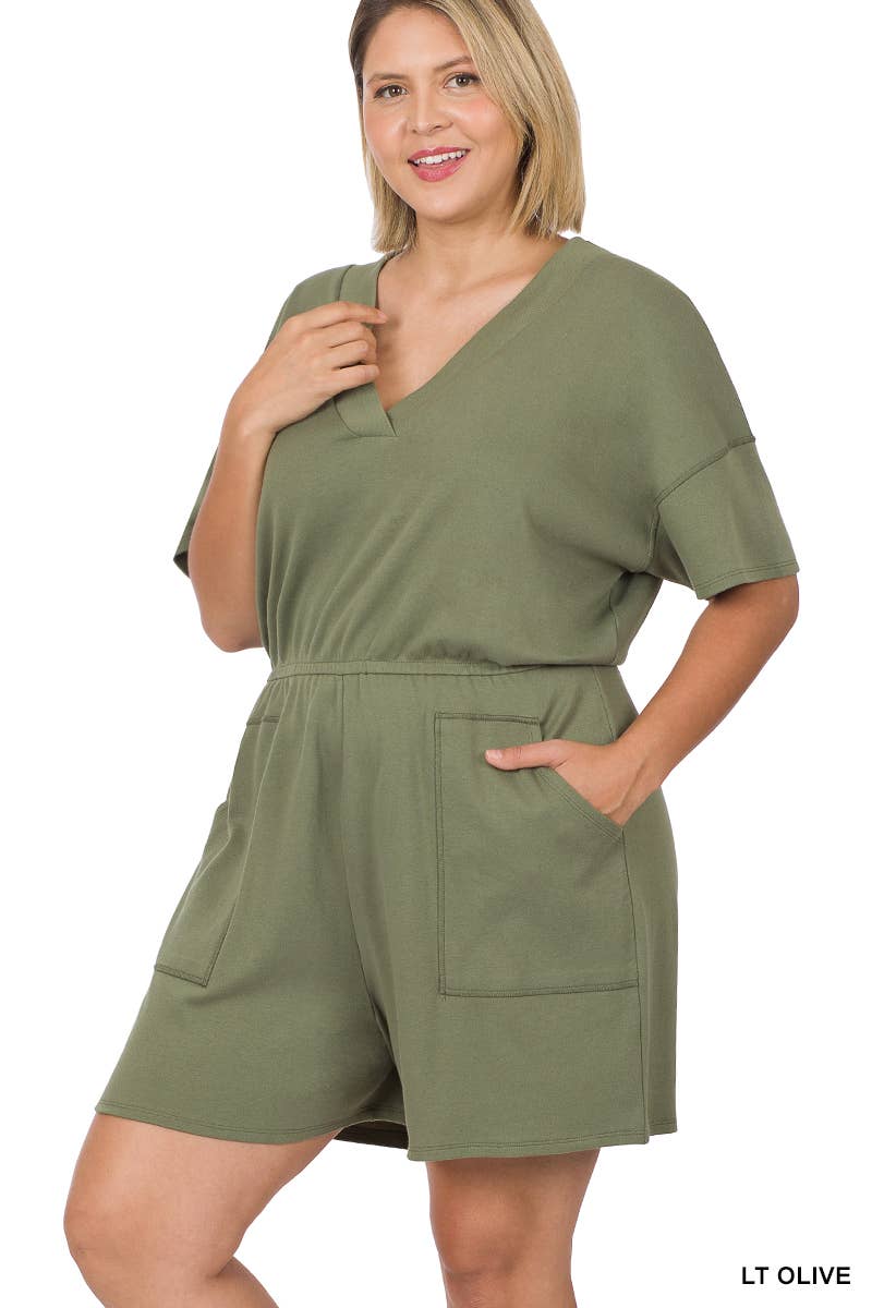 ***SALE*** Black V Neck Romper With Pockets