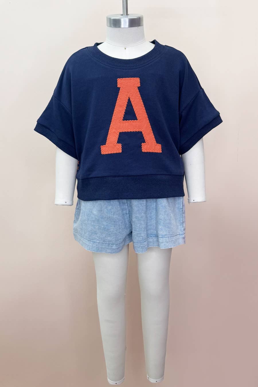 "A" Navy & Orange Oversized Sweatshirt