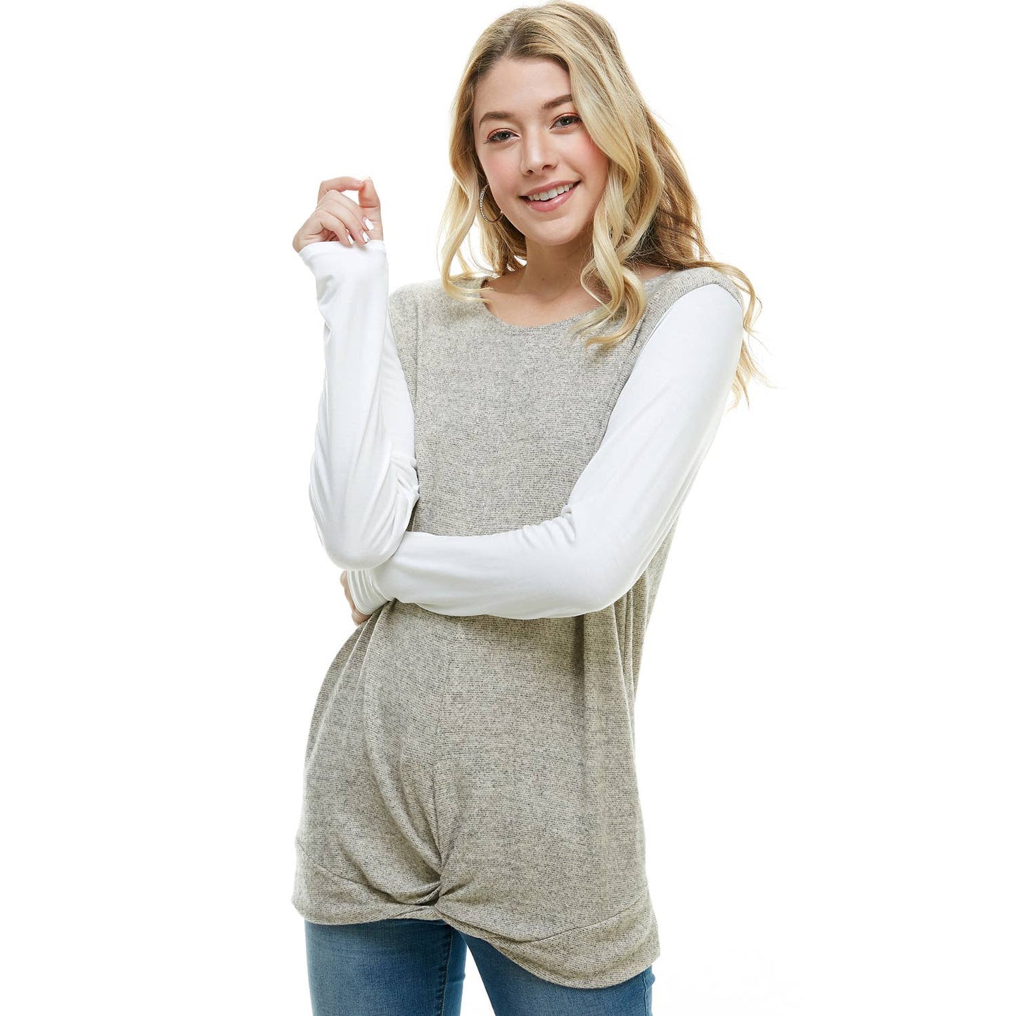 Ivory Contrast Long Sleeve Raglan