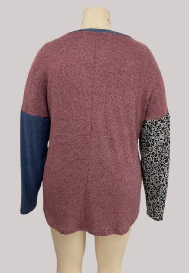 ***SALE*** Mauve Hacci Brushed VNeck Lep/Floral ColorBlock