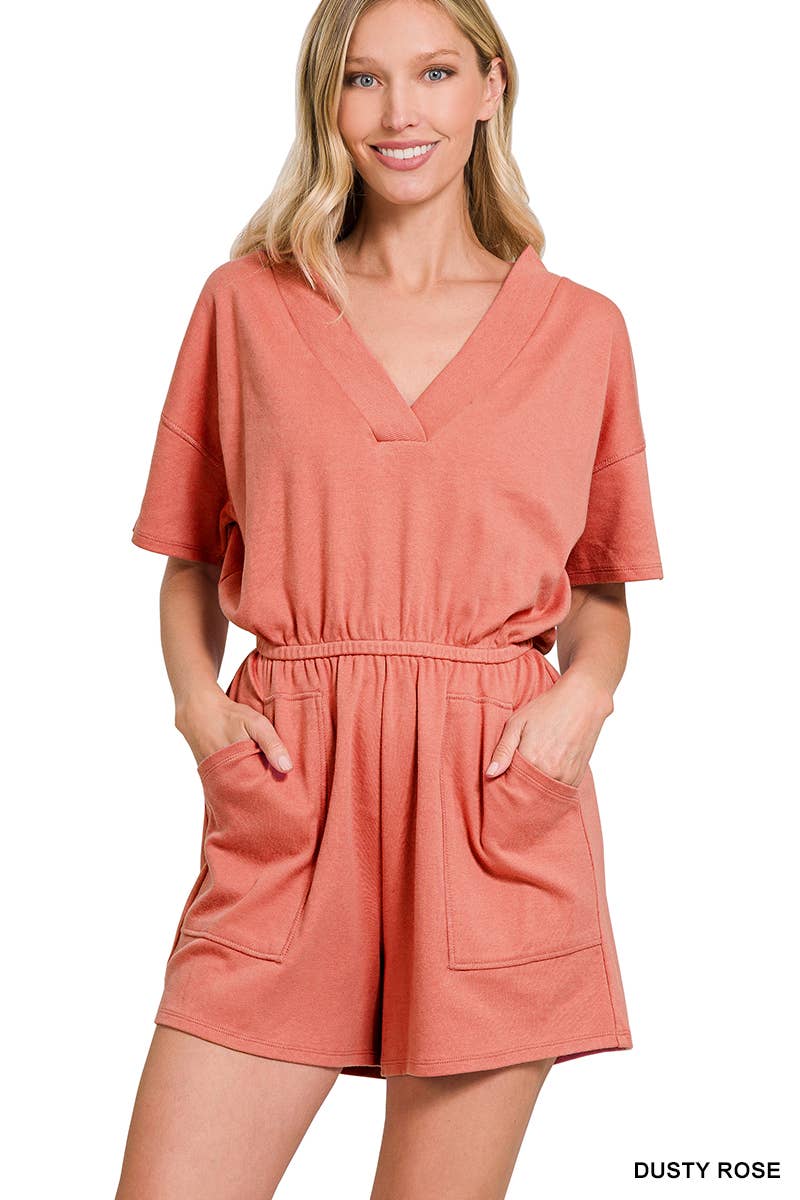 ***SALE*** Black V Neck Romper With Pockets