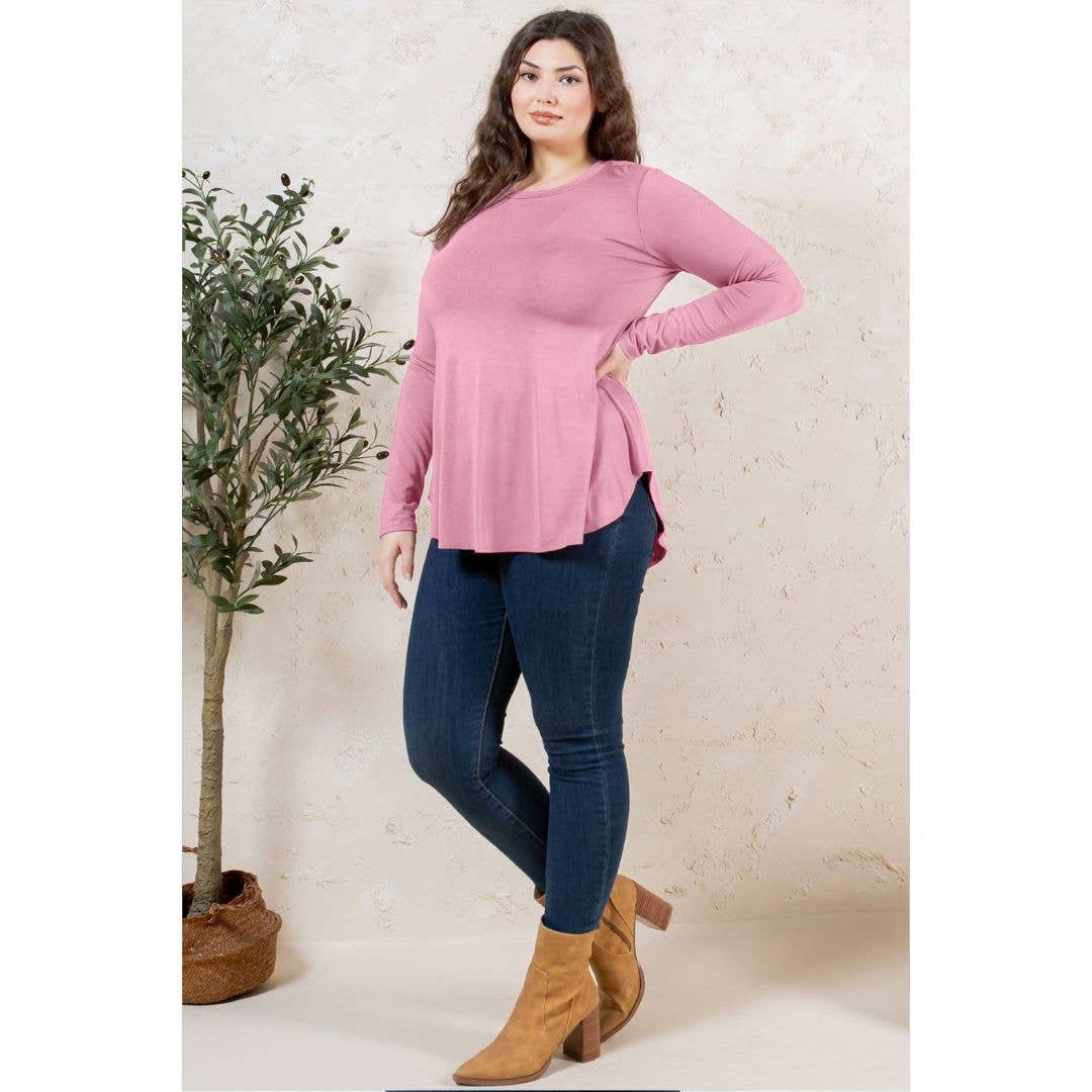 Plus Size Crew Neck Long Sleeve Top