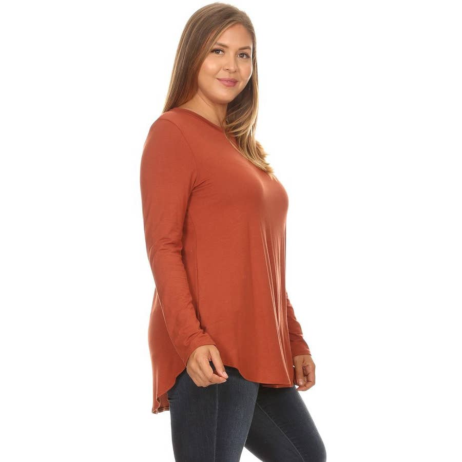 Plus Size Crew Neck Long Sleeve Top