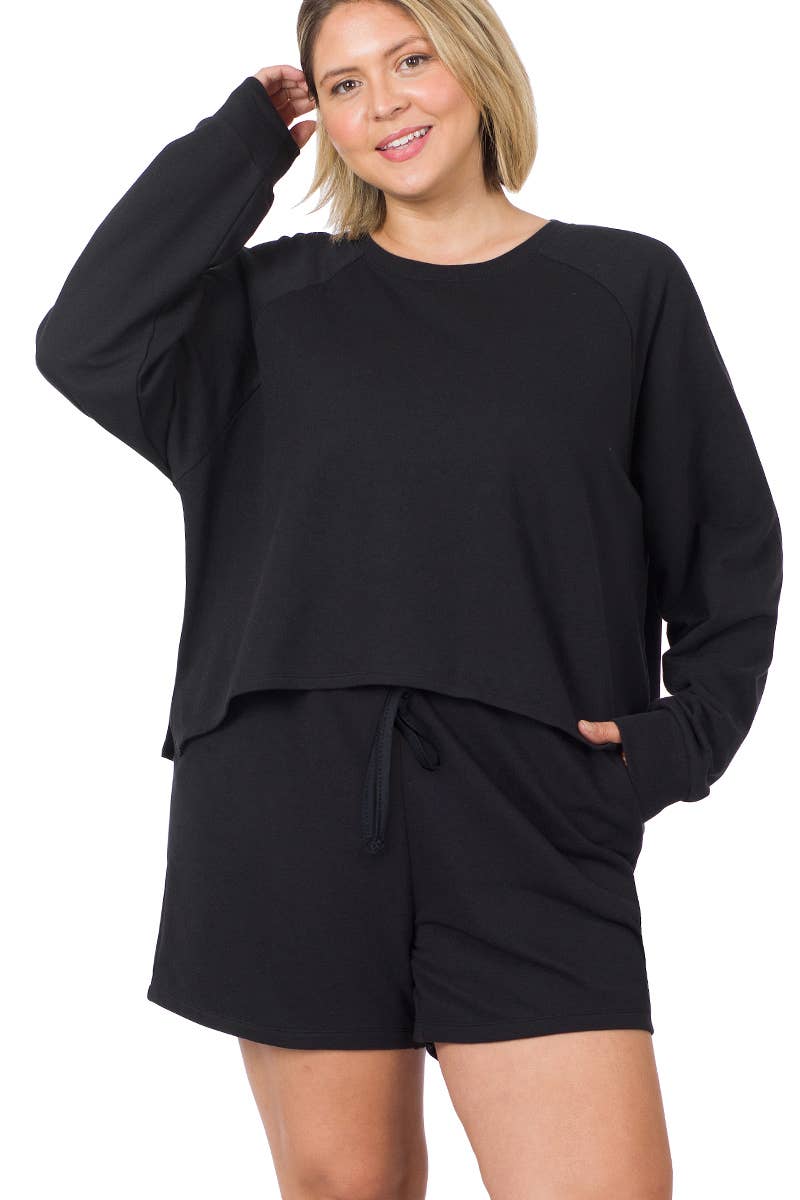 Plus French Terry Top & Shorts 2pc Set