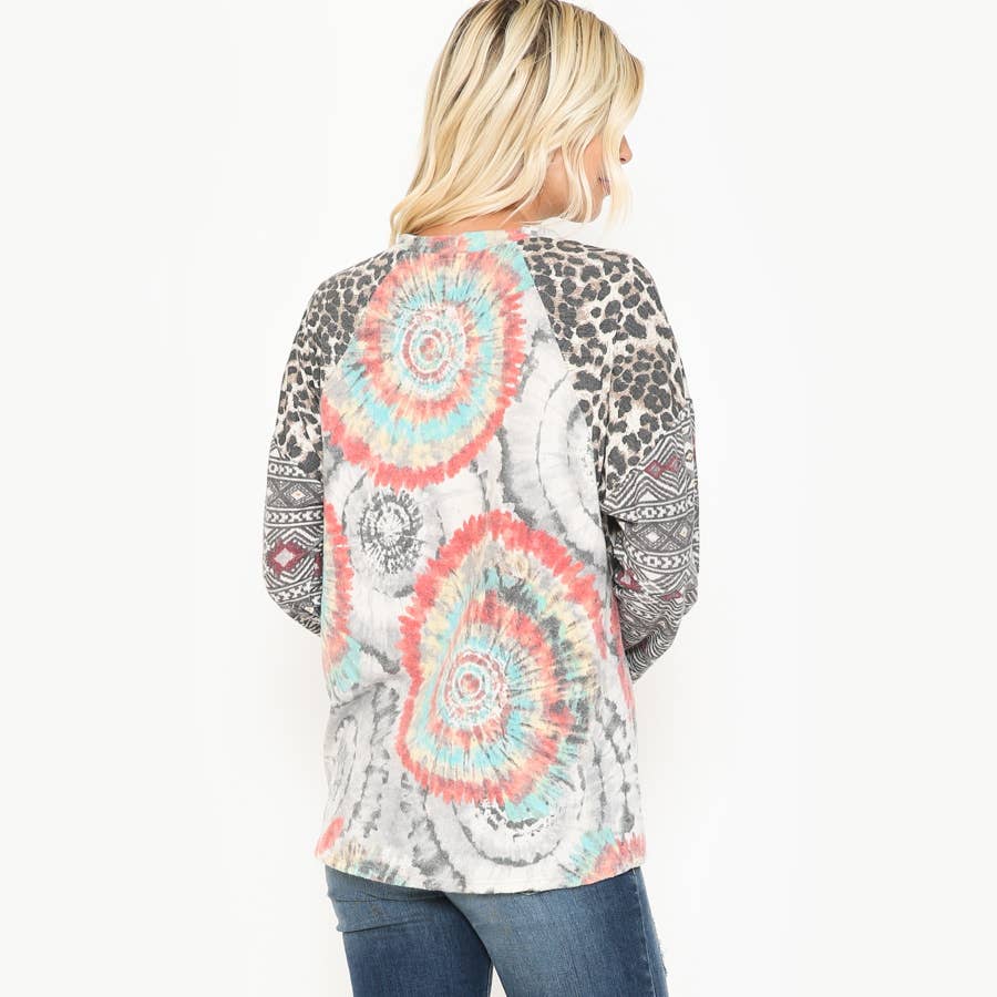 ***SALE*** Multi/Grey Circles Fleece Blouse