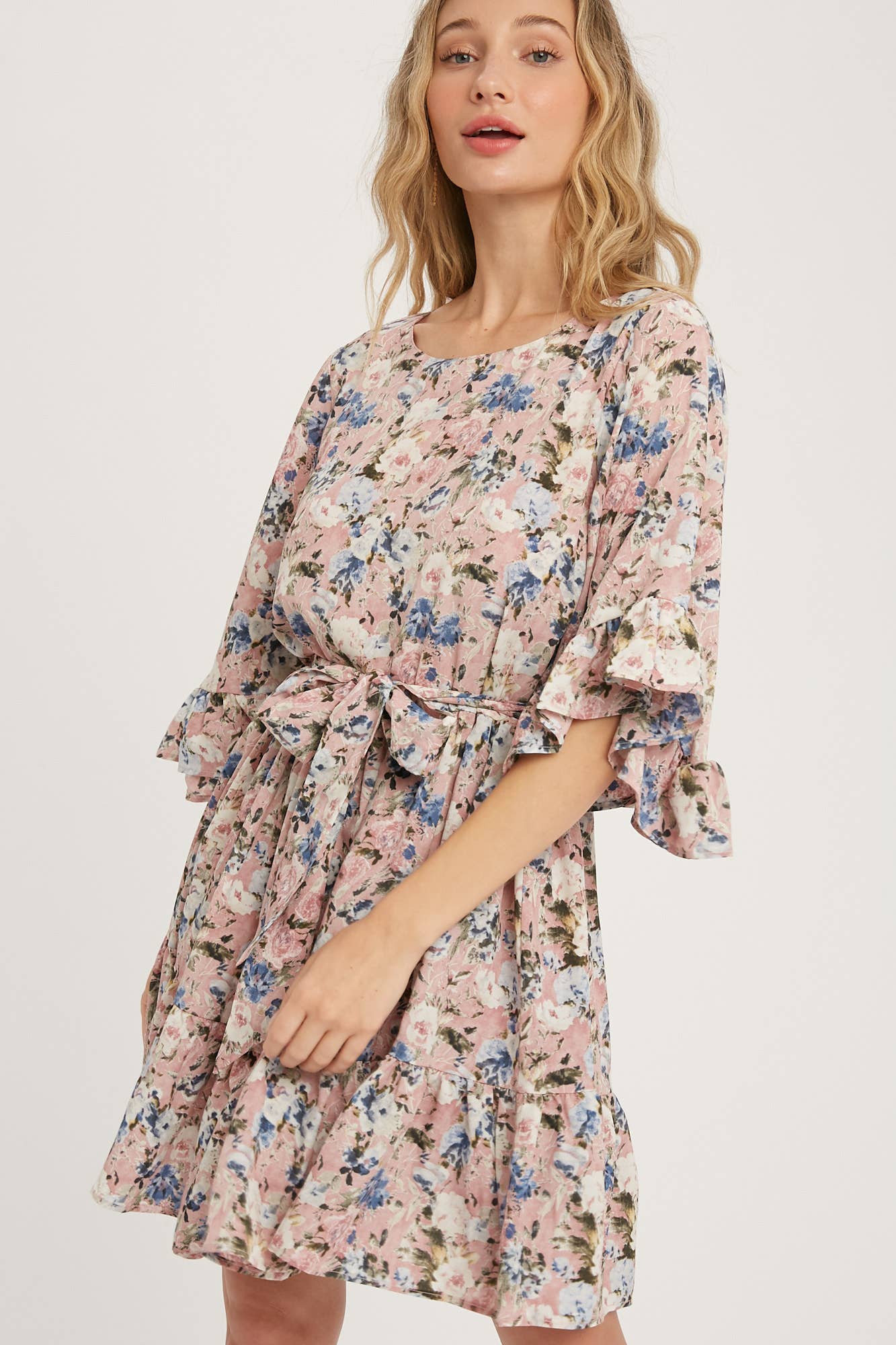 ***SALE*** Floral Print Angel Sleeve Dress
