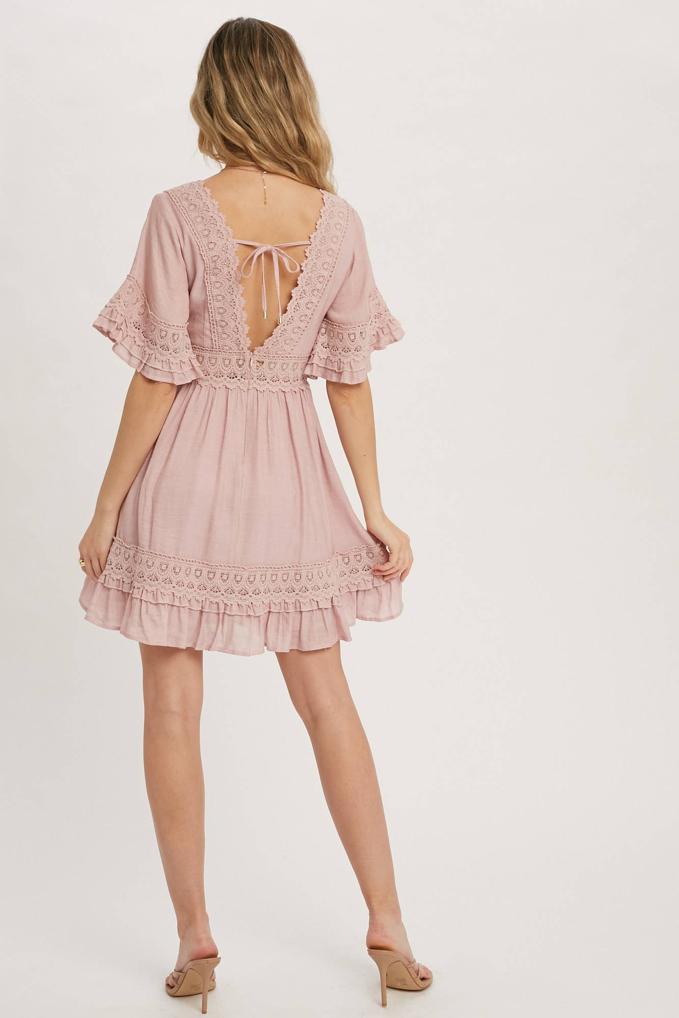 ***SALE*** VNeck Ruffle & Lace Hem Dress