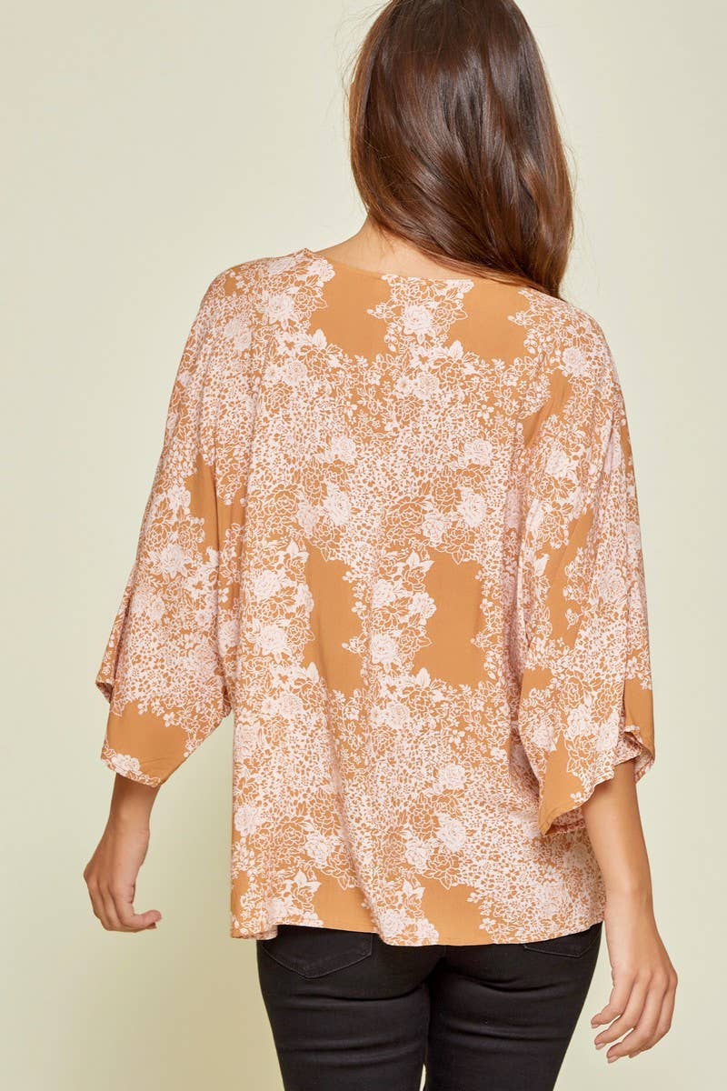 ***SALE*** V Neck Print Woven Top