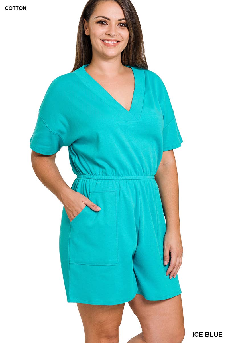 ***SALE*** Black V Neck Romper With Pockets