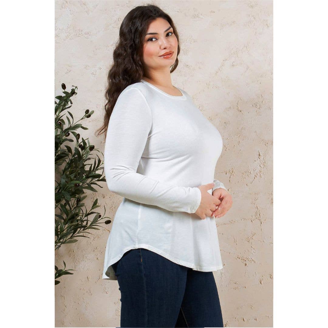 Plus Size Crew Neck Long Sleeve Top