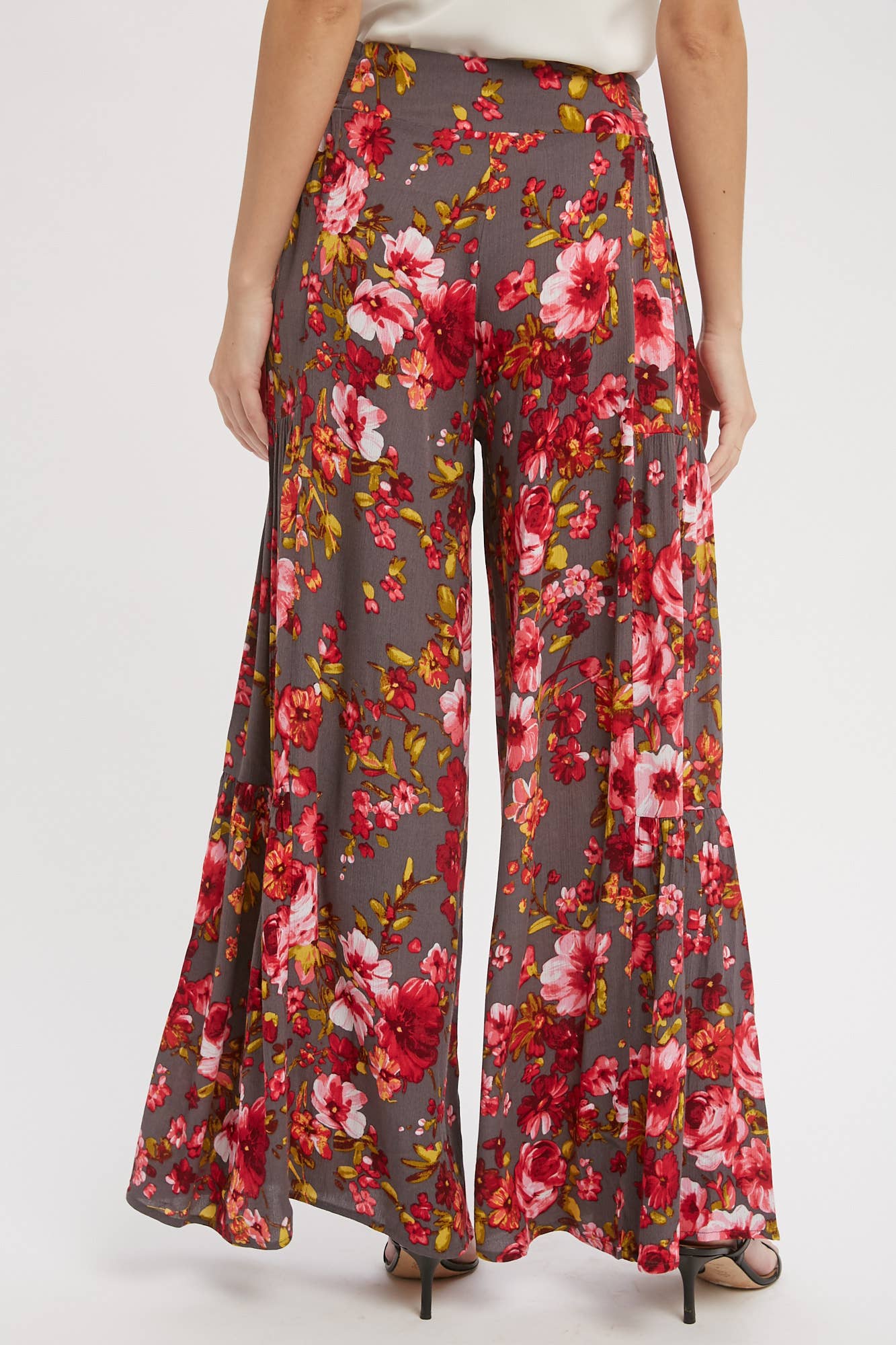 *SALE* Grey Boho Floral Print Wide Leg Pants