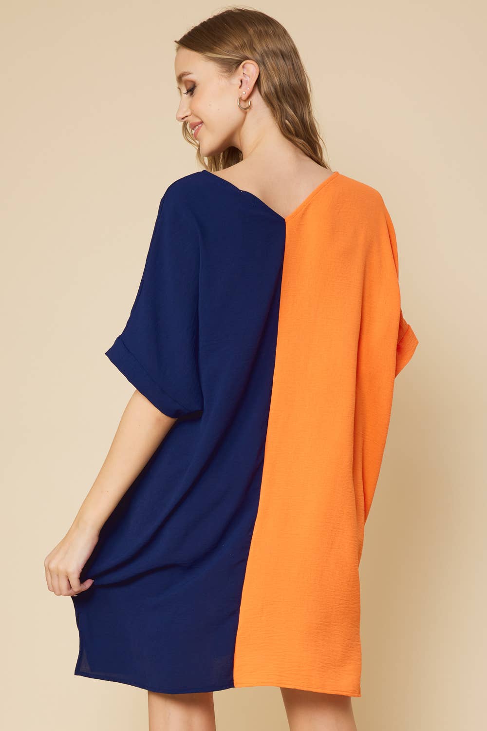 Orange/Navy Color Block Air Flow Shift Dress
