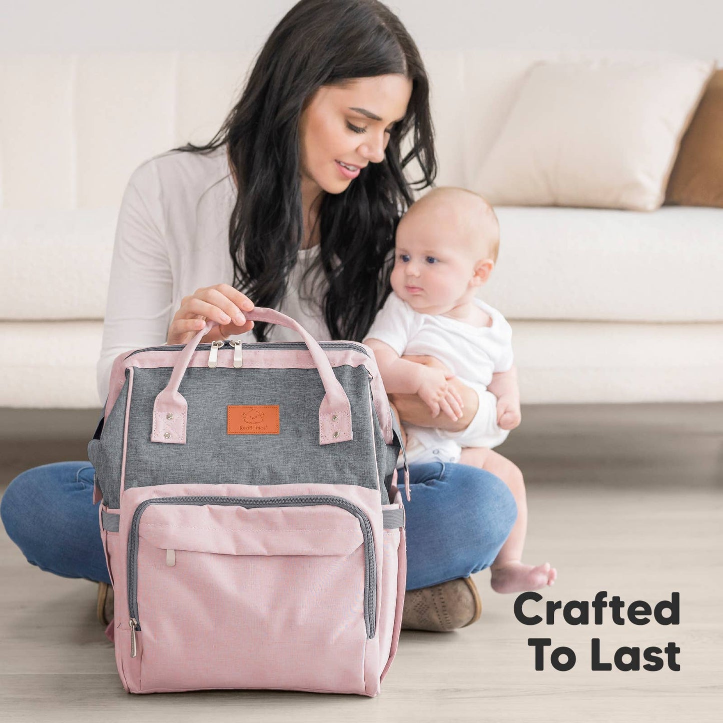 Pink & Grey Diaper Bag Backpack