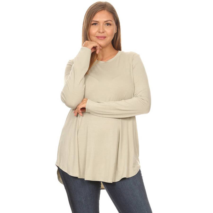 Plus Size Crew Neck Long Sleeve Top