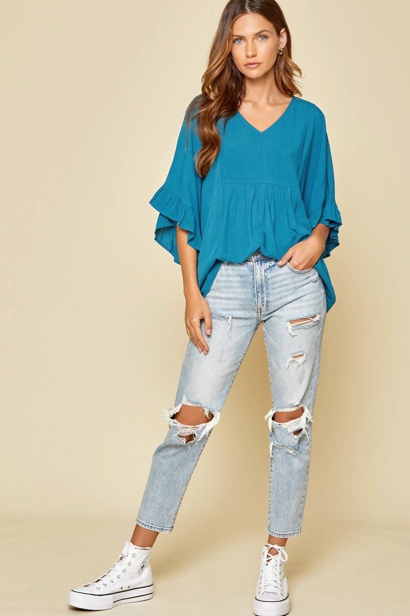 ***SALE*** V Neck Poncho Blouse 18306