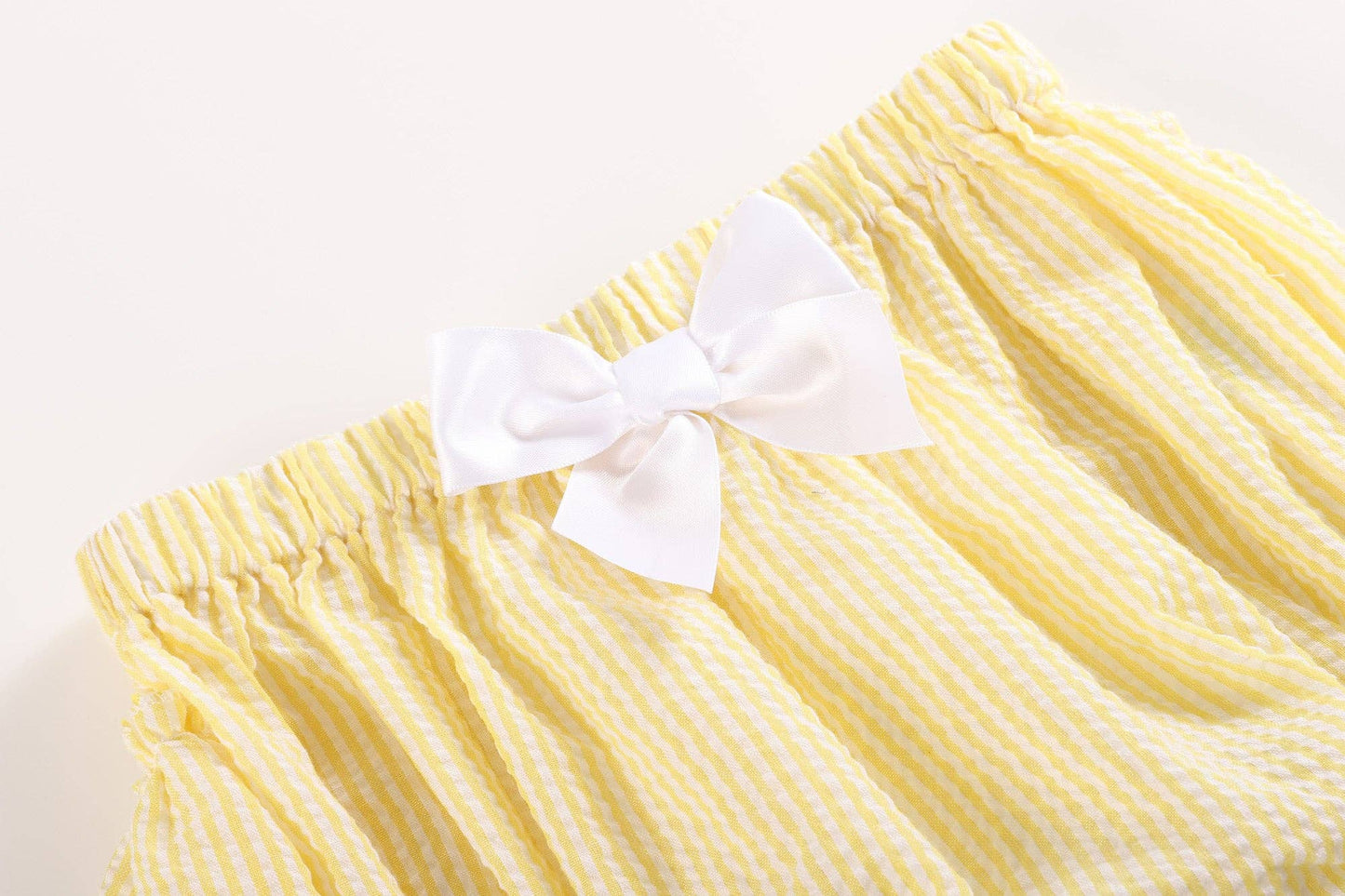 Yellow Seersucker Turtle 2pc Baby Bloomer Set