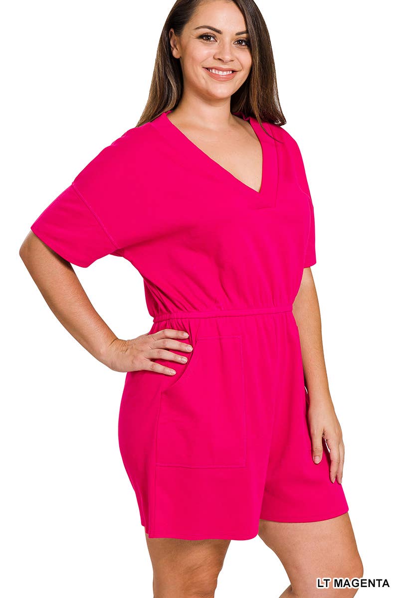***SALE*** Black V Neck Romper With Pockets