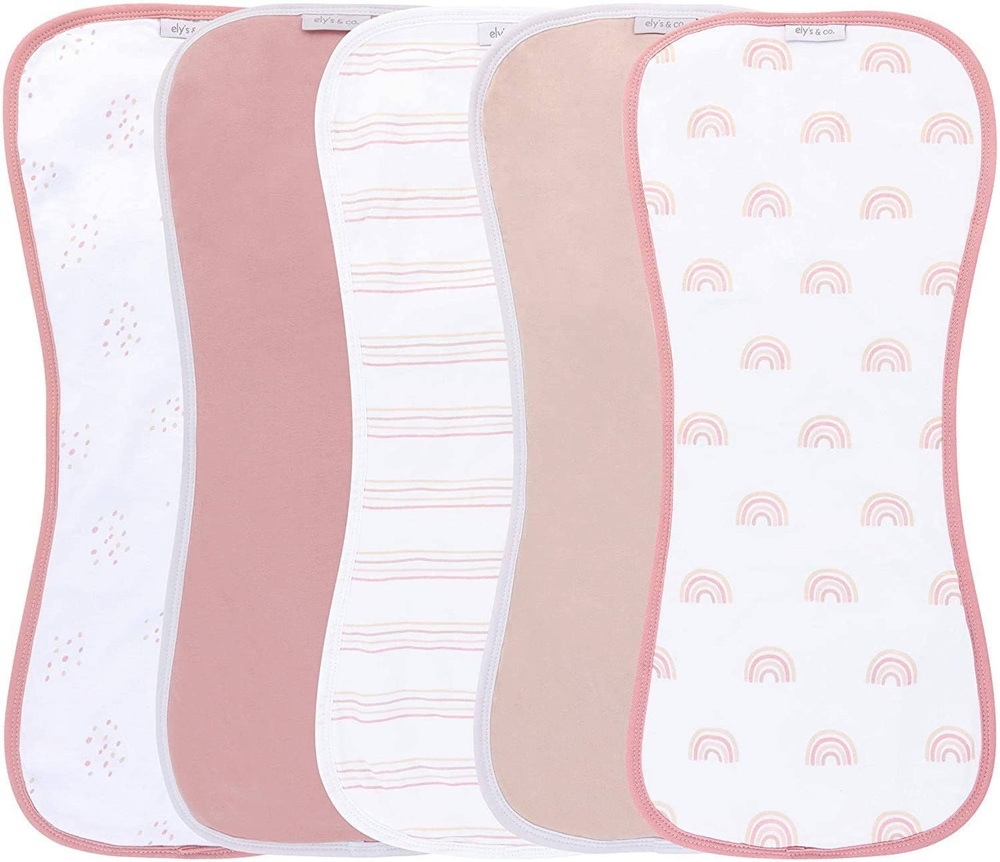 Dusty Pink Rainbow Reversible Burp Cloths