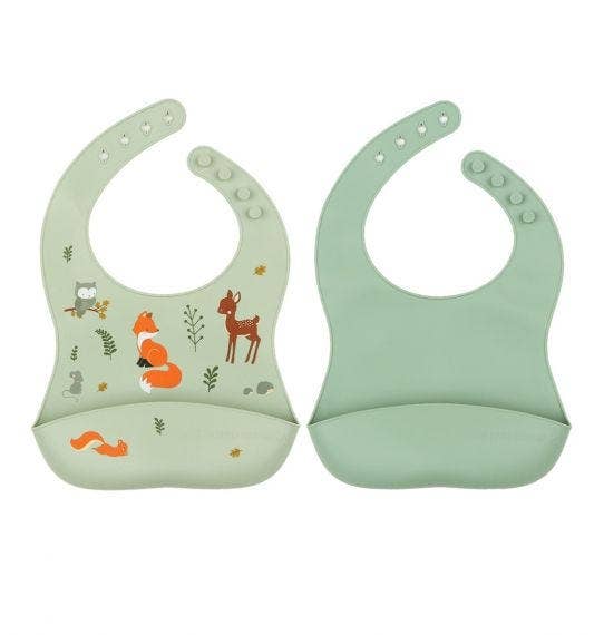 Silicone bib set of 2: Forest friends