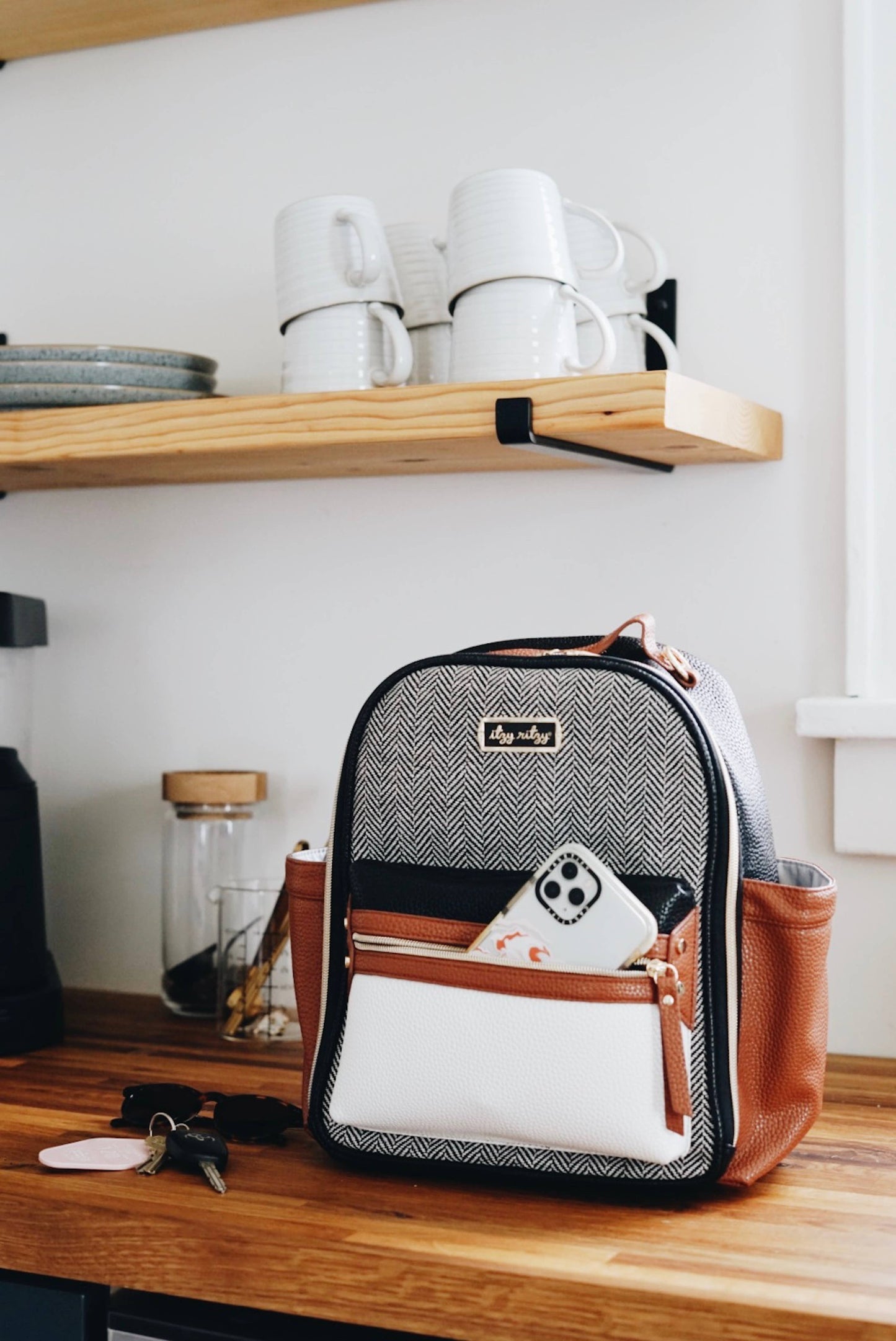 Coffee & Cream Itzy Mini Diaper Bag Backpack